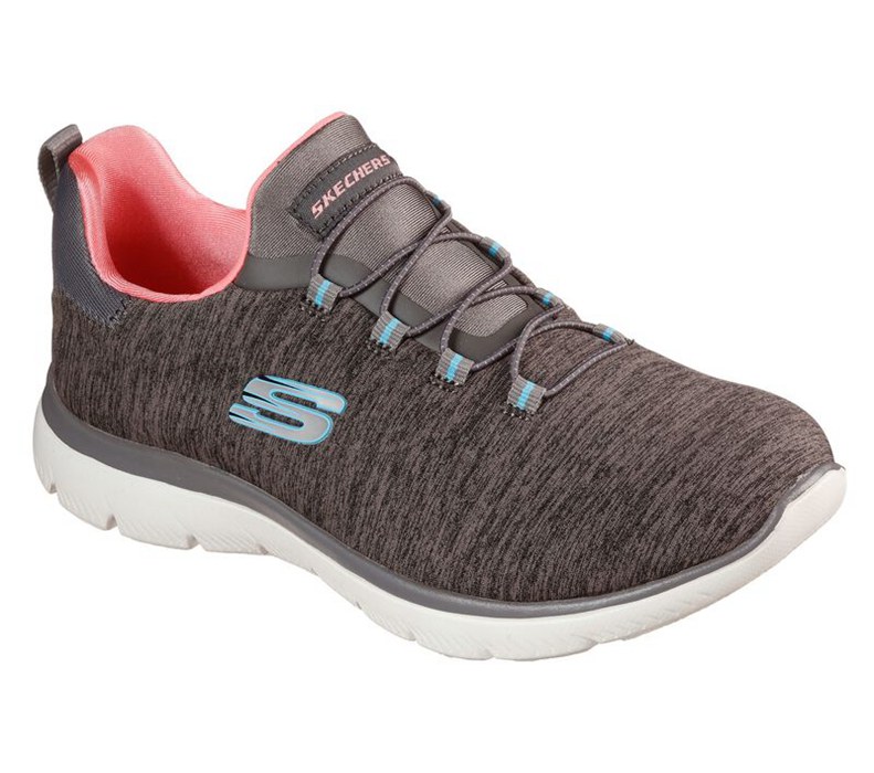 Skechers Dam Grå/Korall Sneakers - Summits - Quick Getaway - Sverige (JQTEM-0742)